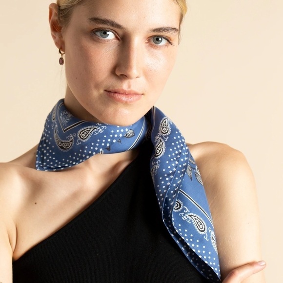 Inoui Editions Zack Zebra 100 % Silk Scarf Blue - Picture 5 of 13